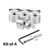 (Set of 4) 1-1/4'' Diameter X 3/4'' Barrel Length, Stainless Steel Satin Brushed Finish. Adjustable Edge Grip Standoff with (4) 2216Z Screws and (4) LANC1 Anchors  for concrete/drywall (For Inside Use Only)