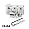 (Set of 4) 1-1/4'' Diameter X 1'' Barrel Length, Stainless Steel Polished Finish. Adjustable Edge Grip Standoff with (4) 2216Z Screws and (4) LANC1 Anchors  for concrete/drywall (For Inside Use Only)