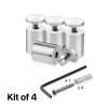 (Set of 4) 1-1/4'' Diameter X 1-1/2'' Barrel Length, Stainless Steel Satin Brushed Finish. Adjustable Edge Grip Standoff with (4) 2216Z Screws and (4) LANC1 Anchors  for concrete/drywall (For Inside Use Only)