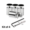 (Set of 4) 1-1/4'' Diameter X 1-1/2'' Barrel Length, Stainless Steel Polished Finish. Adjustable Edge Grip Standoff with (4) 2216Z Screws and (4) LANC1 Anchors  for concrete/drywall (For Inside Use Only)