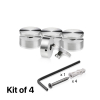 (Set of 4) 1-1/2'' Diameter X 1/2'' Barrel Length, Stainless Steel Satin Brushed Finish. Adjustable Edge Grip Standoff with (4) 2216Z Screws and (4) LANC1 Anchors  for concrete/drywall (For Inside Use Only)