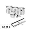 (Set of 4) 1-1/2'' Diameter X 3/4'' Barrel Length, Stainless Steel Satin Brushed Finish. Adjustable Edge Grip Standoff with (4) 2216Z Screws and (4) LANC1 Anchors  for concrete/drywall (For Inside Use Only)