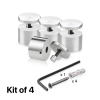 (Set of 4) 1-1/2'' Diameter X 1'' Barrel Length, Stainless Steel Satin Brushed Finish. Adjustable Edge Grip Standoff with (4) 2216Z Screws and (4) LANC1 Anchors  for concrete/drywall (For Inside Use Only)