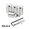 (Set of 4) 1-1/2'' Diameter X 1-1/2'' Barrel Length, Stainless Steel Satin Brushed Finish. Adjustable Edge Grip Standoff with (4) 2216Z Screws and (4) LANC1 Anchors  for concrete/drywall (For Inside Use Only)