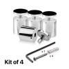 (Set of 4) 1-1/2'' Diameter X 1-1/2'' Barrel Length, Stainless Steel Polished Finish. Adjustable Edge Grip Standoff with (4) 2216Z Screws and (4) LANC1 Anchors  for concrete/drywall (For Inside Use Only)