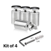 (Set of 4) 1-1/2'' Diameter X 2'' Barrel Length, Stainless Steel Satin Brushed Finish. Adjustable Edge Grip Standoff with (4) 2216Z Screws and (4) LANC1 Anchors  for concrete/drywall (For Inside Use Only)