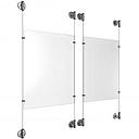 (2) 11'' Width x 17'' Height Clear Acrylic Frame & (4) Aluminum Clear Anodized Adjustable Angle Cable Systems with (8) Single-Sided Panel Grippers