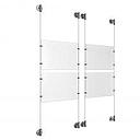 (4) 11'' Width x 8-1/2'' Height Clear Acrylic Frame & (4) Aluminum Clear Anodized Adjustable Angle Cable Systems with (16) Single-Sided Panel Grippers