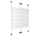 (6) 11'' Width x 8-1/2'' Height Clear Acrylic Frame & (4) Aluminum Clear Anodized Adjustable Angle Cable Systems with (24) Single-Sided Panel Grippers