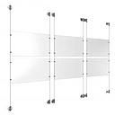 (6) 17'' Width x 11'' Height Clear Acrylic Frame & (6) Aluminum Clear Anodized Adjustable Angle Cable Systems with (24) Single-Sided Panel Grippers