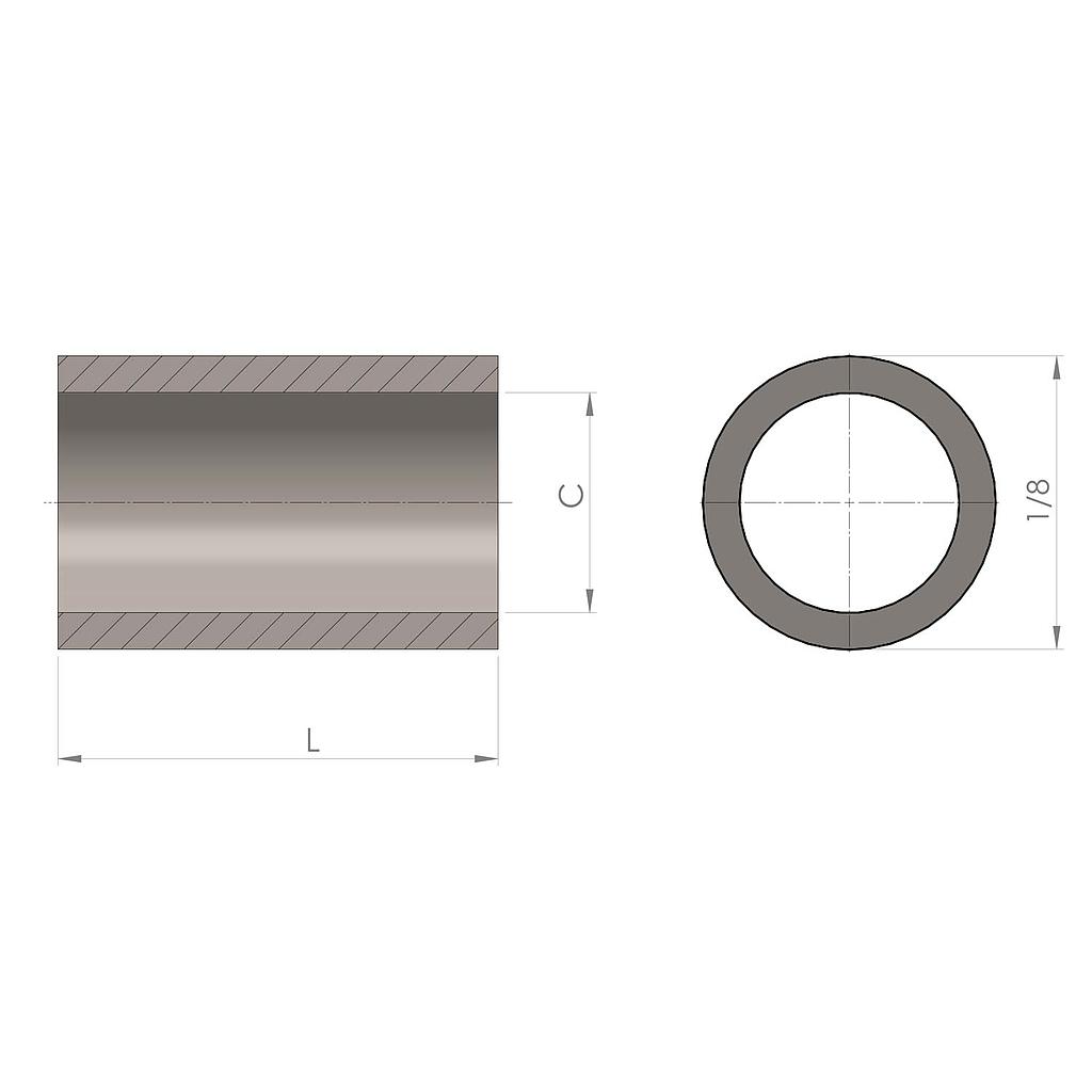 .064'' Inside Diameter, 1/8'' Outside Diameter, 3/16'' Length, Aluminum Plain Finish Electronic Spacer