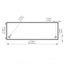 Flat Tempered Glass 12'' x 4''x 5/32'', 2 pre-drilled 3/8'' holes