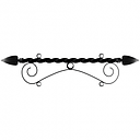 24'' Black Horizontal Ceiling Mounted Bi Spiral Steel Bracket with Spear Point Finial