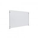 Clear Acrylic Sneeze Guard 30'' Wide x 20'' Tall, with (2) 20'' Tall x 3/8'' Diameter Clear Anodized Aluminum Rods on the Side.