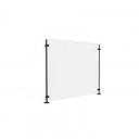 Clear Acrylic Sneeze Guard 23-1/2'' Wide x 20'' Tall, with (2) 20'' Tall x 3/8'' Diameter Black Anodized Aluminum Rods on the Side.