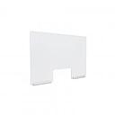 Clear Acrylic Sneeze Guard 30'' Wide x 20'' Tall (10'' x 5'' Cut Out), with (2) 8'' Clear Anodized Aluminum Channel Mounts