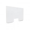 Clear Acrylic Sneeze Guard 35'' Wide x 23-1/2'' Tall (10'' x 5'' Cut Out), with (2) 8'' Clear Anodized Aluminum Channel Mounts