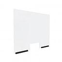 Clear Acrylic Sneeze Guard 36'' Wide x 30'' Tall (10'' x 5'' Cut Out), with (2) 10'' Black Anodized Aluminum Channel Mounts