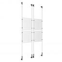 (4) 8-1/2'' Width x 11'' Height Clear Acrylic Frame & (4) Wall-to-Wall Stainless Steel Satin Brushed Cable Systems with (16) Single-Sided Panel Grippers