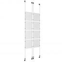 (8) 8-1/2'' Width x 11'' Height Clear Acrylic Frame & (4) Wall-to-Wall Stainless Steel Satin Brushed Cable Systems with (32) Single-Sided Panel Grippers