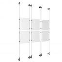 (6) 8-1/2'' Width x 11'' Height Clear Acrylic Frame & (6) Wall-to-Wall Aluminum Clear Anodized Cable Systems with (24) Single-Sided Panel Grippers