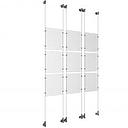 (9) 8-1/2'' Width x 11'' Height Clear Acrylic Frame & (6) Wall-to-Wall Aluminum Clear Anodized Cable Systems with (36) Single-Sided Panel Grippers