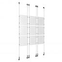 (9) 8-1/2'' Width x 11'' Height Clear Acrylic Frame & (6) Wall-to-Wall Stainless Steel Satin Brushed Cable Systems with (36) Single-Sided Panel Grippers