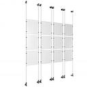 (12) 8-1/2'' Width x 11'' Height Clear Acrylic Frame & (8) Wall-to-Wall Aluminum Clear Anodized Cable Systems with (48) Single-Sided Panel Grippers