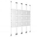 (12) 8-1/2'' Width x 11'' Height Clear Acrylic Frame & (8) Wall-to-Wall Stainless Steel Satin Brushed Cable Systems with (48) Single-Sided Panel Grippers