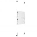 (2) 11'' Width x 8-1/2'' Height Clear Acrylic Frame & (2) Wall-to-Wall Stainless Steel Satin Brushed Cable Systems with (8) Single-Sided Panel Grippers