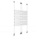 (6) 11'' Width x 8-1/2'' Height Clear Acrylic Frame & (4) Wall-to-Wall Stainless Steel Satin Brushed Cable Systems with (24) Single-Sided Panel Grippers