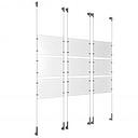 (9) 11'' Width x 8-1/2'' Height Clear Acrylic Frame & (6) Wall-to-Wall Stainless Steel Satin Brushed Cable Systems with (36) Single-Sided Panel Grippers