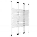 (12) 11'' Width x 8-1/2'' Height Clear Acrylic Frame & (6) Wall-to-Wall Stainless Steel Satin Brushed Cable Systems with (48) Single-Sided Panel Grippers