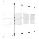 (8) 11'' Width x 8-1/2'' Height Clear Acrylic Frame & (8) Wall-to-Wall Stainless Steel Satin Brushed Cable Systems with (32) Single-Sided Panel Grippers