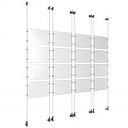 (16) 11'' Width x 8-1/2'' Height Clear Acrylic Frame & (8) Wall-to-Wall Aluminum Clear Anodized Cable Systems with (64) Single-Sided Panel Grippers