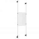 (1) 11'' Width x 17'' Height Clear Acrylic Frame & (2) Wall-to-Wall Aluminum Clear Anodized Cable Systems with (4) Single-Sided Panel Grippers