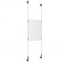 (1) 11'' Width x 17'' Height Clear Acrylic Frame & (2) Wall-to-Wall Stainless Steel Satin Brushed Cable Systems with (4) Single-Sided Panel Grippers