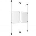 (2) 11'' Width x 17'' Height Clear Acrylic Frame & (4) Wall-to-Wall Aluminum Clear Anodized Cable Systems with (8) Single-Sided Panel Grippers