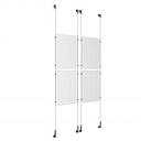 (4) 11'' Width x 17'' Height Clear Acrylic Frame & (4) Wall-to-Wall Stainless Steel Satin Brushed Cable Systems with (16) Single-Sided Panel Grippers