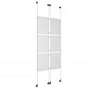 (6) 11'' Width x 17'' Height Clear Acrylic Frame & (4) Wall-to-Wall Aluminum Clear Anodized Cable Systems with (24) Single-Sided Panel Grippers