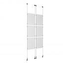 (6) 11'' Width x 17'' Height Clear Acrylic Frame & (4) Wall-to-Wall Stainless Steel Satin Brushed Cable Systems with (24) Single-Sided Panel Grippers