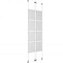 (8) 11'' Width x 17'' Height Clear Acrylic Frame & (4) Wall-to-Wall Stainless Steel Satin Brushed Cable Systems with (32) Single-Sided Panel Grippers