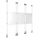 (3) 11'' Width x 17'' Height Clear Acrylic Frame & (6) Wall-to-Wall Stainless Steel Satin Brushed Cable Systems with (12) Single-Sided Panel Grippers