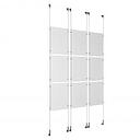 (9) 11'' Width x 17'' Height Clear Acrylic Frame & (6) Wall-to-Wall Stainless Steel Satin Brushed Cable Systems with (36) Single-Sided Panel Grippers