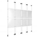 (8) 11'' Width x 17'' Height Clear Acrylic Frame & (8) Wall-to-Wall Aluminum Clear Anodized Cable Systems with (32) Single-Sided Panel Grippers