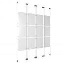 (12) 11'' Width x 17'' Height Clear Acrylic Frame & (8) Wall-to-Wall Aluminum Clear Anodized Cable Systems with (48) Single-Sided Panel Grippers