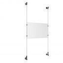 (1) 17'' Width x 11'' Height Clear Acrylic Frame & (2) Wall-to-Wall Aluminum Clear Anodized Cable Systems with (4) Single-Sided Panel Grippers