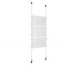 (3) 17'' Width x 11'' Height Clear Acrylic Frame & (2) Wall-to-Wall Stainless Steel Satin Brushed Cable Systems with (12) Single-Sided Panel Grippers