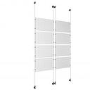 (8) 17'' Width x 11'' Height Clear Acrylic Frame & (4) Wall-to-Wall Aluminum Clear Anodized Cable Systems with (32) Single-Sided Panel Grippers