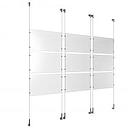 (9) 17'' Width x 11'' Height Clear Acrylic Frame & (6) Wall-to-Wall Stainless Steel Satin Brushed Cable Systems with (36) Single-Sided Panel Grippers